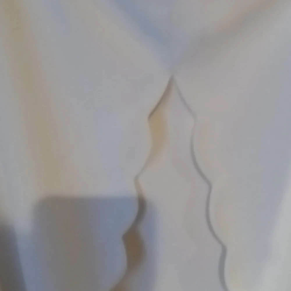 FINAL PRICE TALBOTS ivory 3/4 sleeve blouse w scalloped hem & flap in rear 1X - Picture 10 of 13